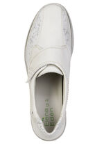 ELENA EDEN, bekväma damtofflor, bredd G, med uttagbar fotbädd ECRU-SILBER