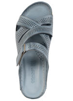 Gemini, sommarmulor för kvinnor, vidd G, tillverkade av läder JEANS