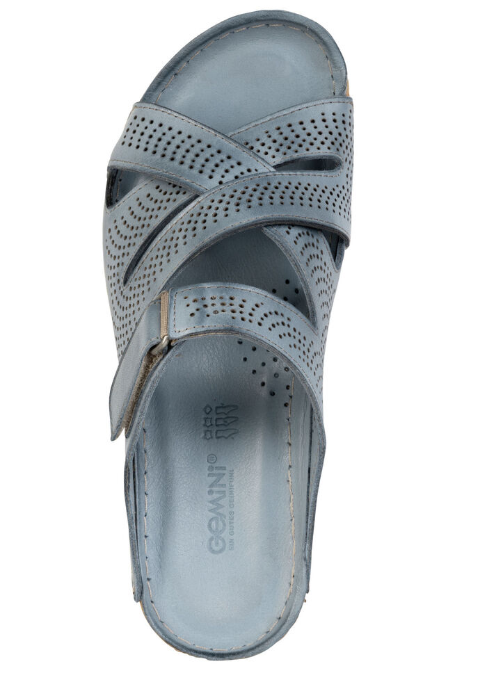 Gemini, sommarmulor för kvinnor, vidd G, tillverkade av läder JEANS