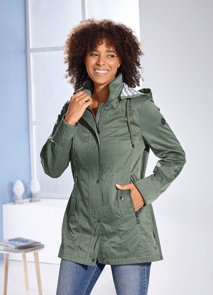 Funktionell jacka med slits och fickor med dragkedja 