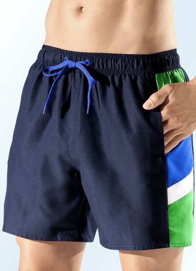 Badshorts med inf&auml;llningar i sidorna, mikrofiber 