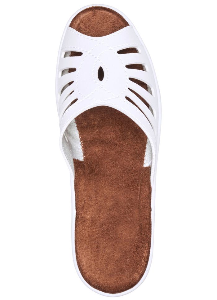 Mulor med dekorativa perforeringar VIT