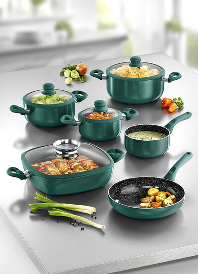 XXL grytset, 10 stycken, med non-stick keramisk beläggning 