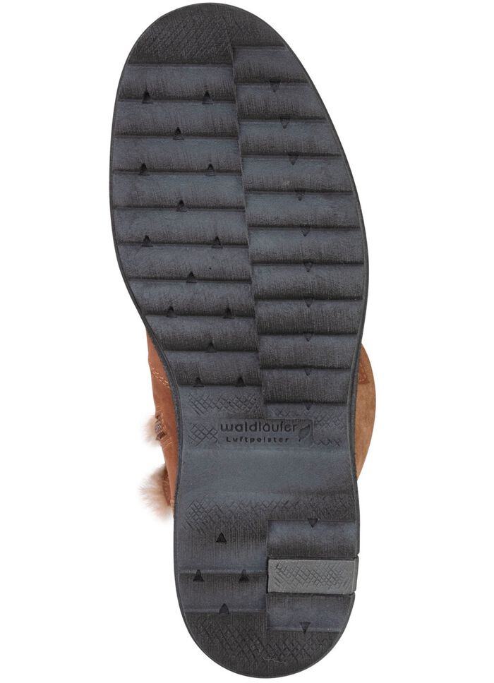 Waldl&auml;ufer st&ouml;vletter med sn&ouml;rning och mysig lammskinnskrage BRUN