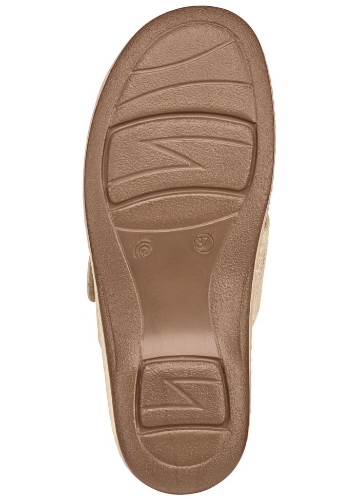 Slip-in-skor fr&aring;n ELENA EDEN med W&ouml;rishofer-fotb&auml;dd i kork och skinn ECRU