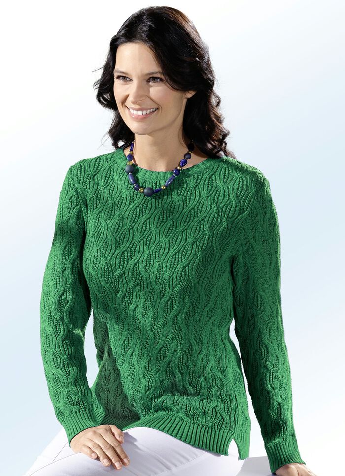 Tröja med texturerad design GRÖN