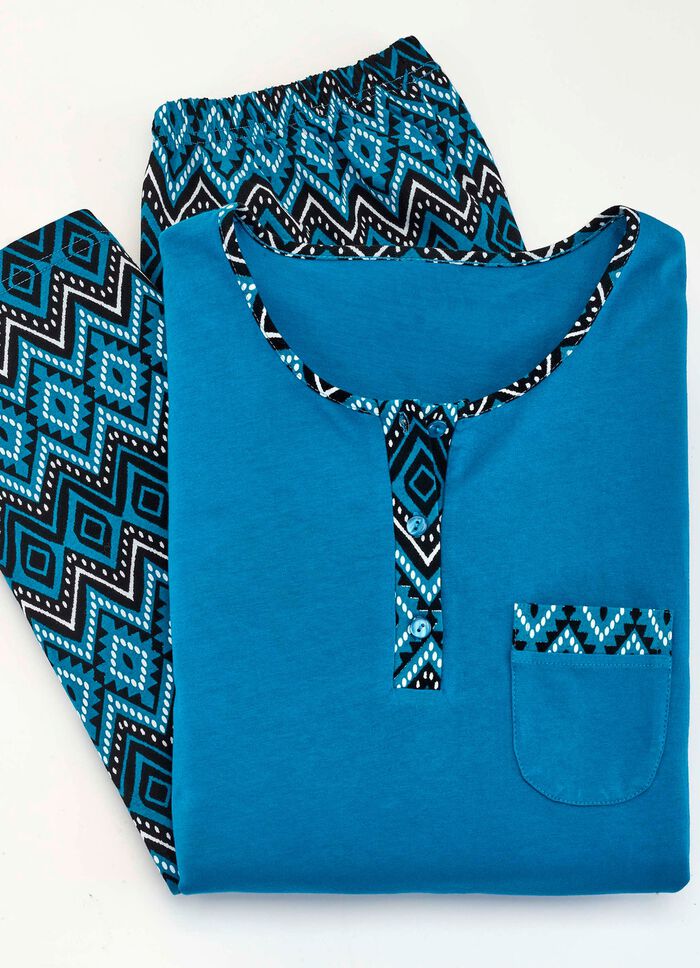 Tv&aring;pack pyjamas med br&ouml;stficka och knappsl&aring; 