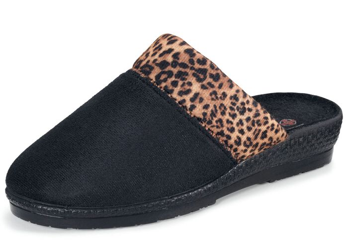 Tofflor i elegant leoparddesign SVART BRUN