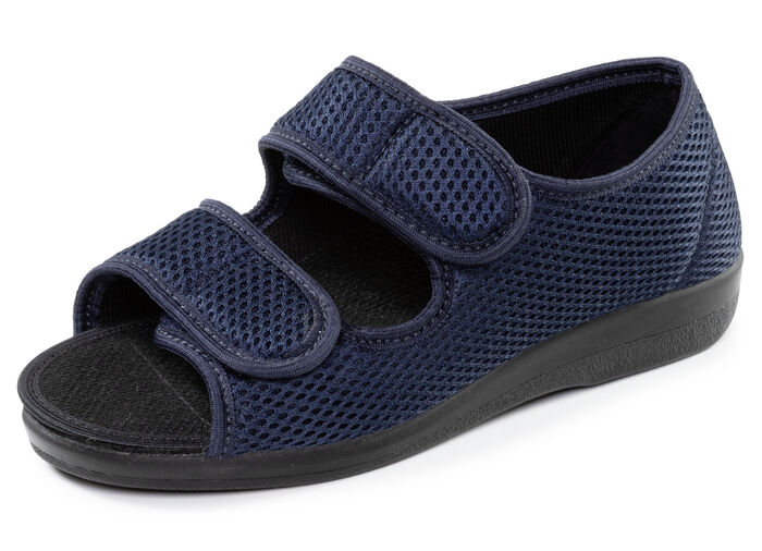 Bekväma damtofflor, bredd H, med uttagbar fotbädd MARINE