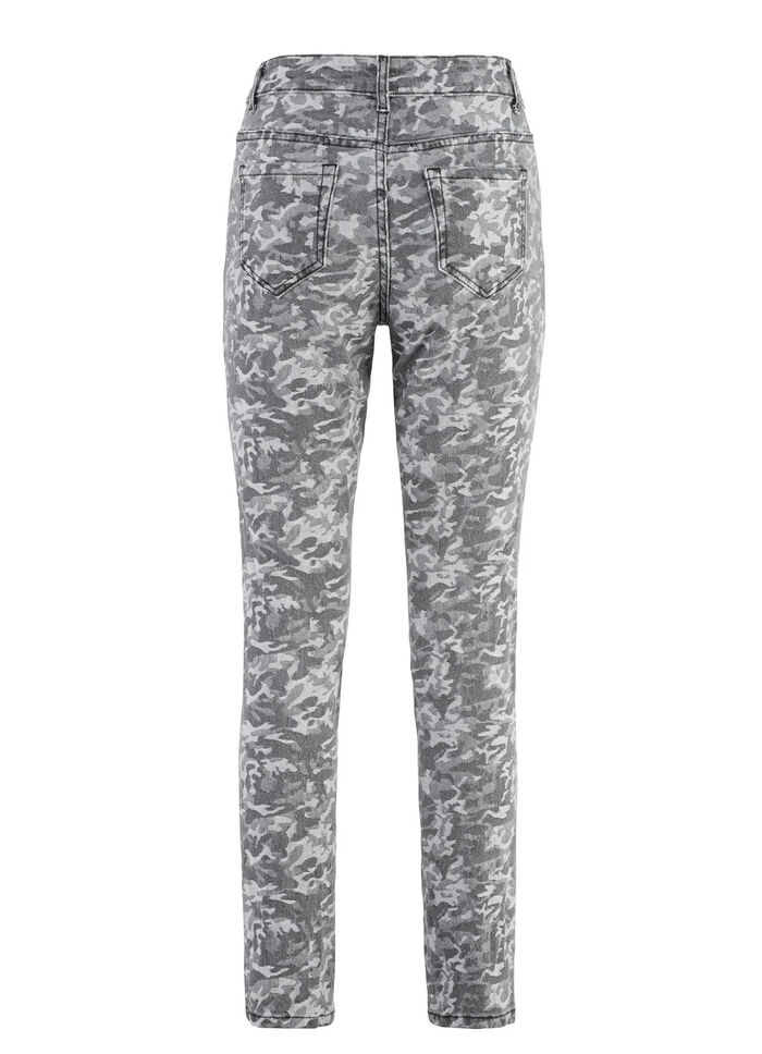 Jeans med kamouflagemönster SVART-VITT