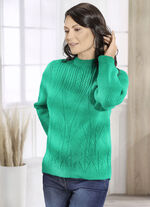 Tröja i blandade mönster SMARAGDGRÖN MELERAD