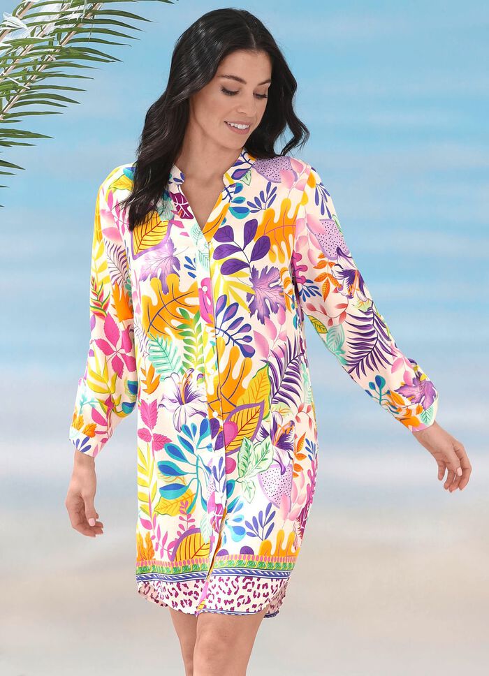 L&aring;ng blus med l&aring;nga &auml;rmar och kanttryck 