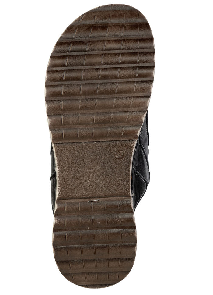 Gemini, snygga damslippers, vidd G, tillverkade av läder SCHWARZ