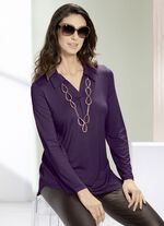 Skjorttunika med upprullade &auml;rmar AUBERGINE