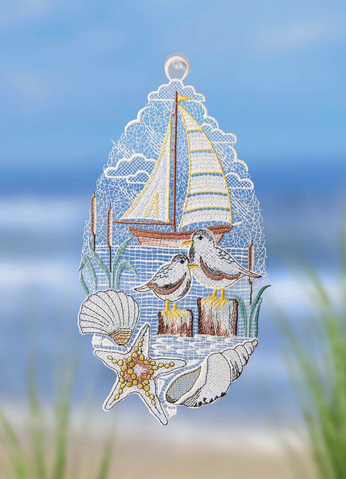 F&ouml;nsterbild kustk&auml;rlek gjord av &auml;kta Plauenspets 