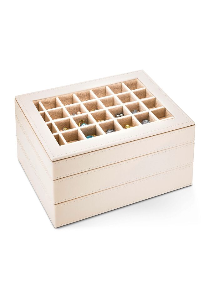 Smyckeskrin i konstl&auml;der med sammetfoder 