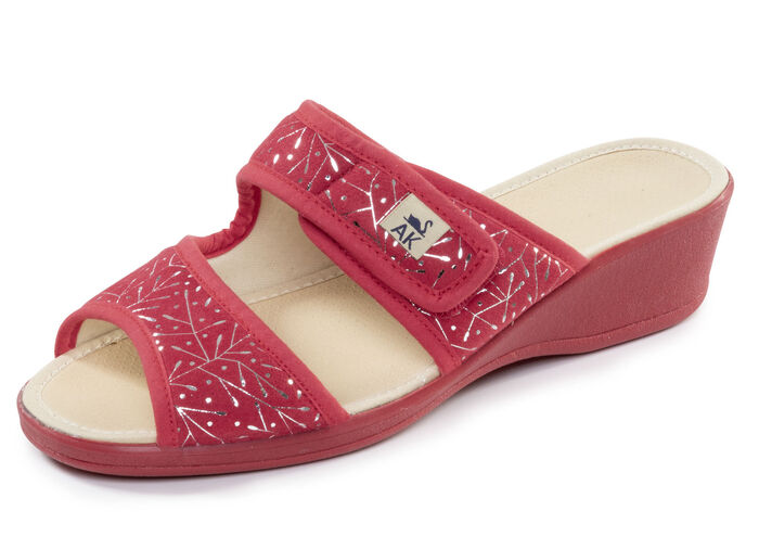 Lätta damslippers med kardborreband ROT