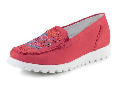 Waldl&auml;ufer mockasin tofflor dekorerade med f&auml;rgglada strass 