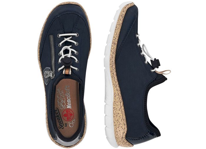 Rieker, sportiga damsneakers, med MemoSoft-innersula M&Ouml;RKBL&Aring;