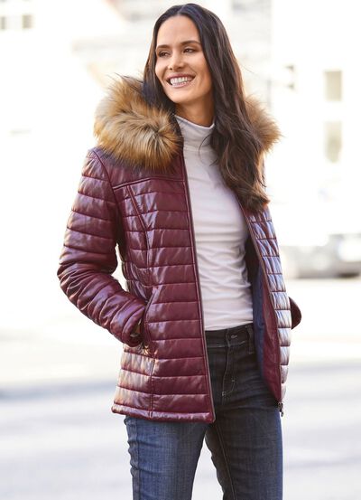 Skinnjacka med avtagbar huva 