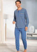 Pyjamas med knappsl&aring; och &auml;rmslut 