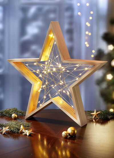Upplyst trästjärna 