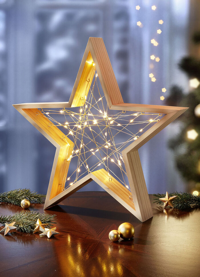 Upplyst trästjärna 