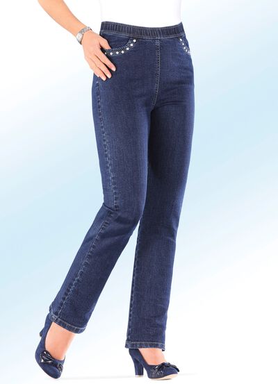 Jeans i bekv&auml;m slip-on-modell 