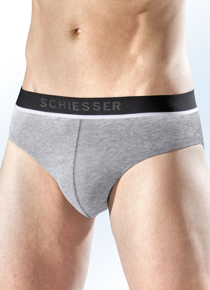 Schiesser trepack trosor av fin jersey 1X MARINBLÅ, 1X RÖD, 1X GRÅMELERAD