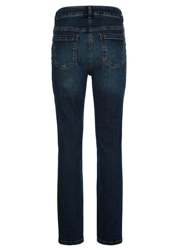 Jeans med strass och dekorativa s&ouml;mmar 