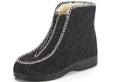 Varma damtofflor, bredd H, med dragkedja 