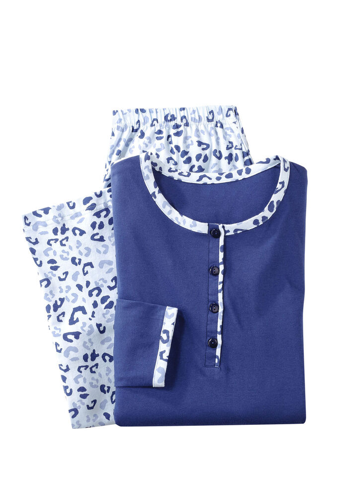 Tvåpack långärmade pyjamasar med knappslå 