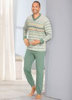 Pyjamas med V-ringning, muddar och placerat tryckm&ouml;nster 