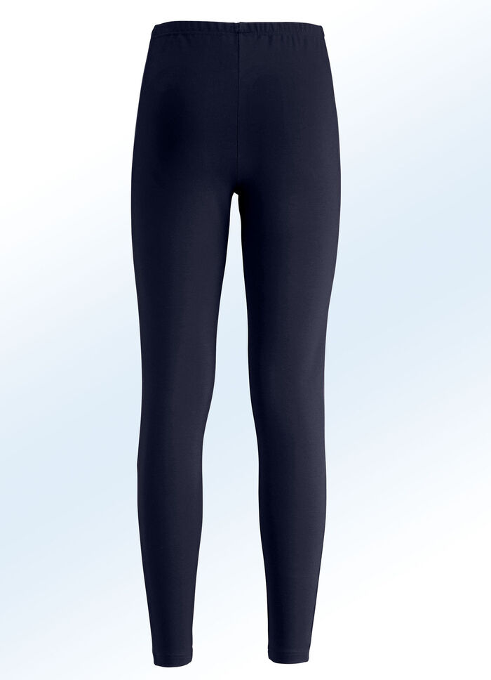 Leggings i en intressant blandning av material JEANS BLÅ