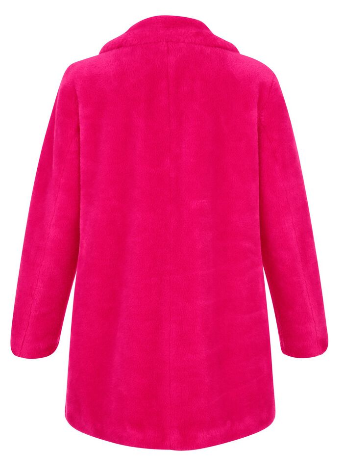 Fuskpälsjacka med lapelkrage FUCHSIA