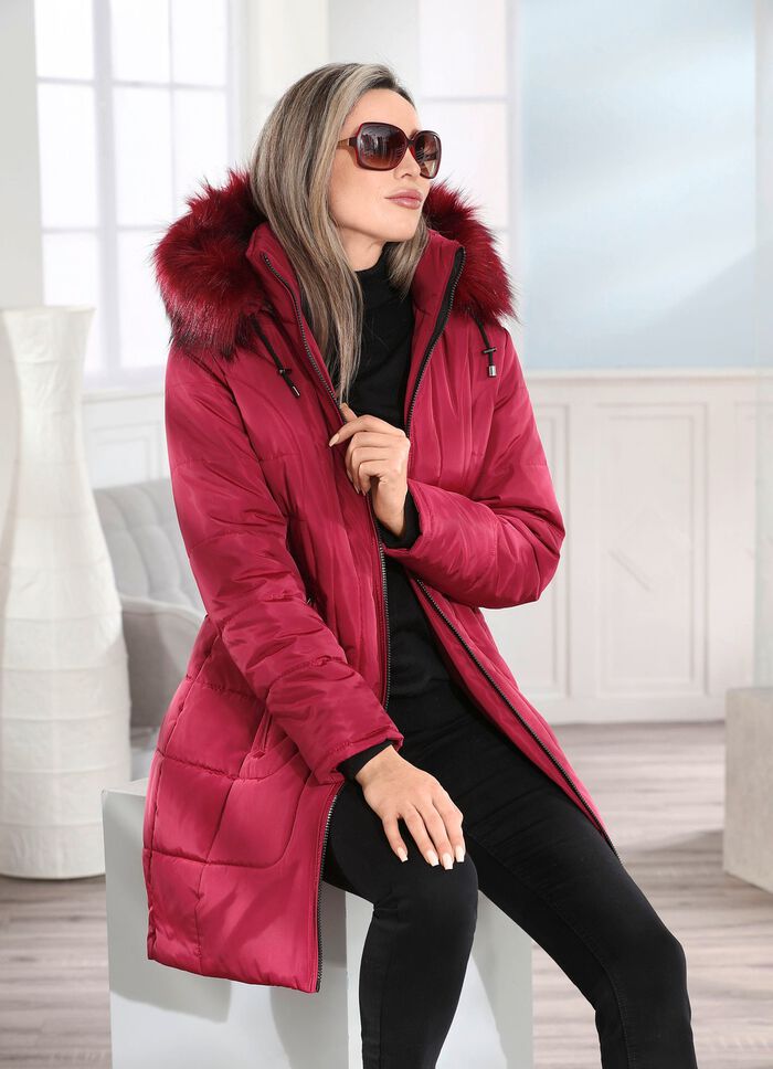 Kort kappa med 2-v&auml;gs dragkedja KARMINR&Ouml;TT