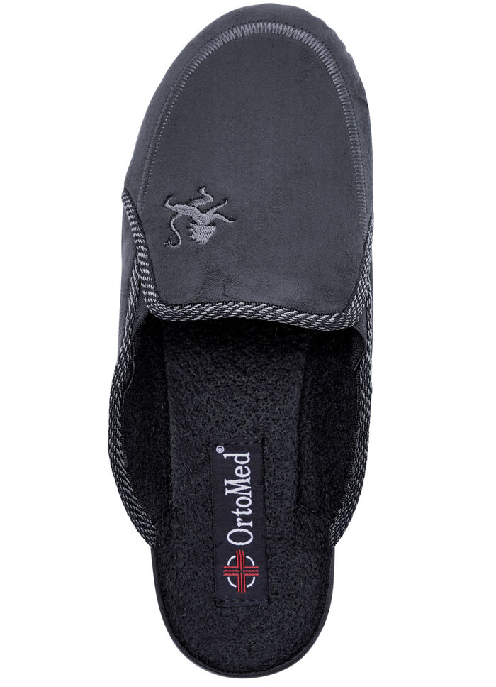 Tvåpack, klassiska herrtofflor, bredd H, med resårband BLÅ+SVART