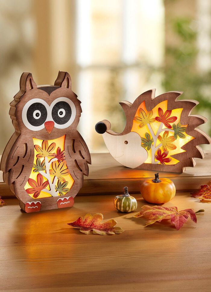 Upplysta träfigurer, set om 2 