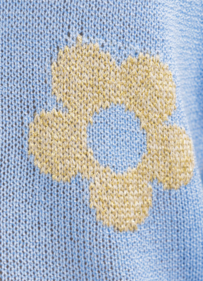 Glittertröja med blommotiv 
