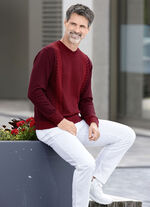 Tröja med rund hals BORDEAUXRÖD MELERAD