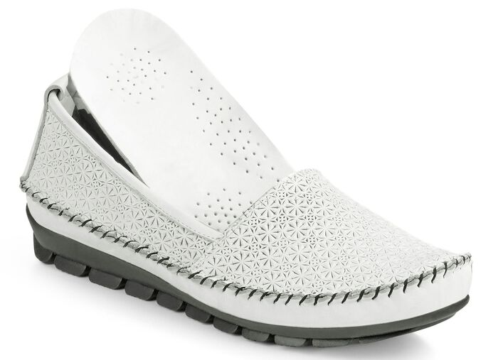 Gemini mockasin tofflor med fantastisk prägling VIT