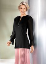 Skjorta med ovanlig halsringning i 2 f&auml;rger SVART