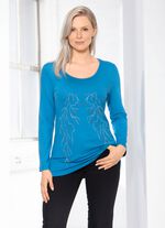 Charmig skjorta med tallrikdekor i 2 färger HIMMELSBLÅ