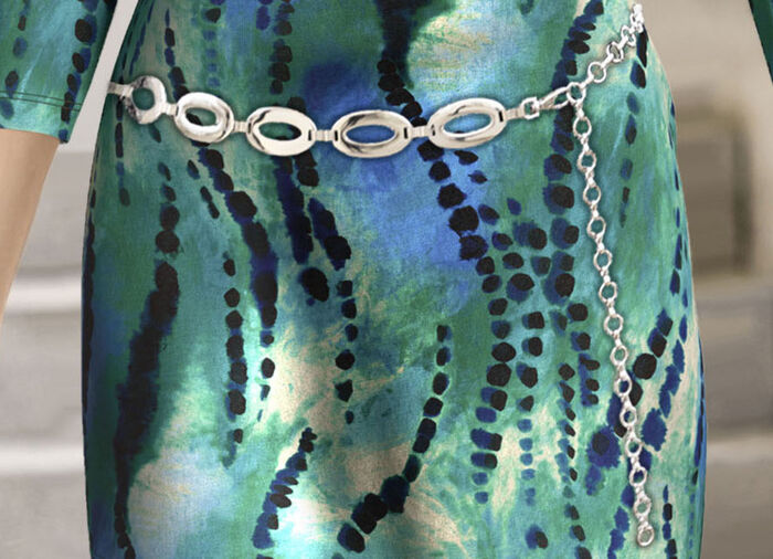 Modernt kedjebälte med tryckknapp för damer SILVER