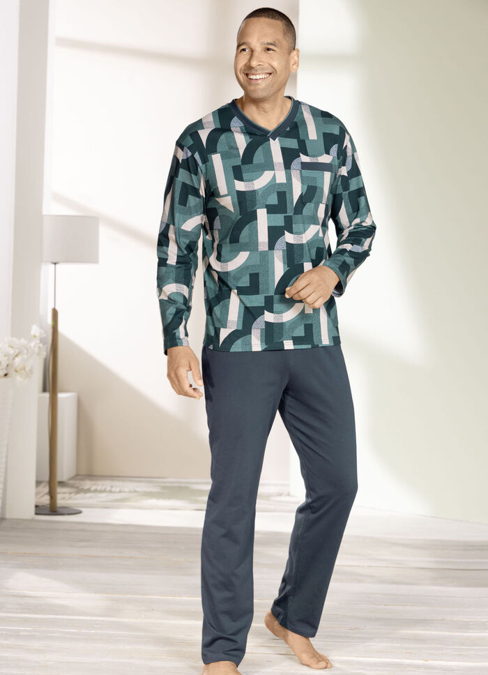 V-ringad pyjamas med bröstficka 