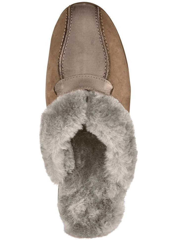 ELENA EDEN tofflor med &auml;kta lammskinnsfoder TAUPE