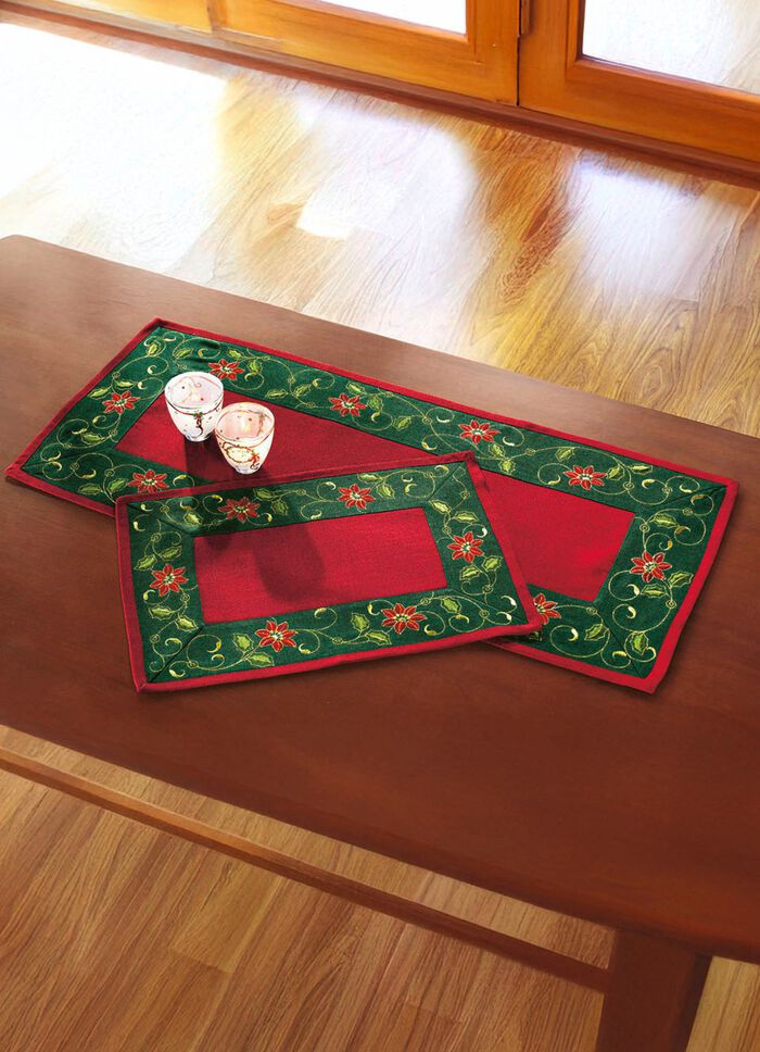 Traditionell bords- och rumsdekoration med Ilex-grenmotiv R&Ouml;D/GR&Ouml;N/GULD