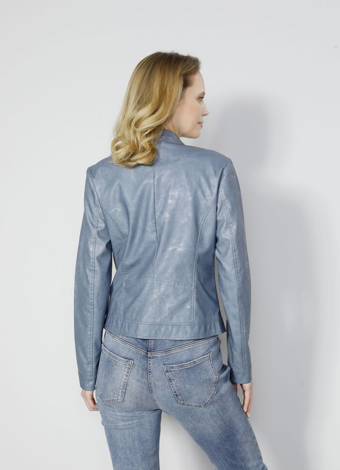 Kavaj i konstläder med tonala blommorbroderier 