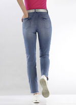 Eleganta jeans med fina dekorativa pärlor JEANS BLÅ