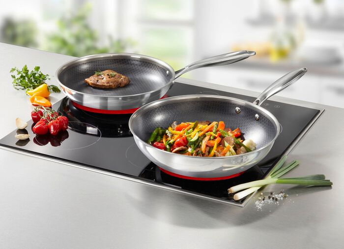 Rostfria stekpannor med non-stick bel&auml;ggning 